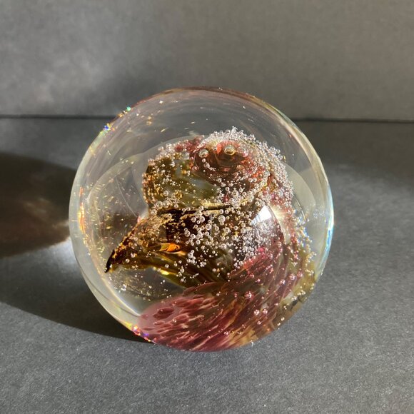 Evolution by Waterford Cosmic Fire Blown Glass Round Paperweight - Picture 3 of 8